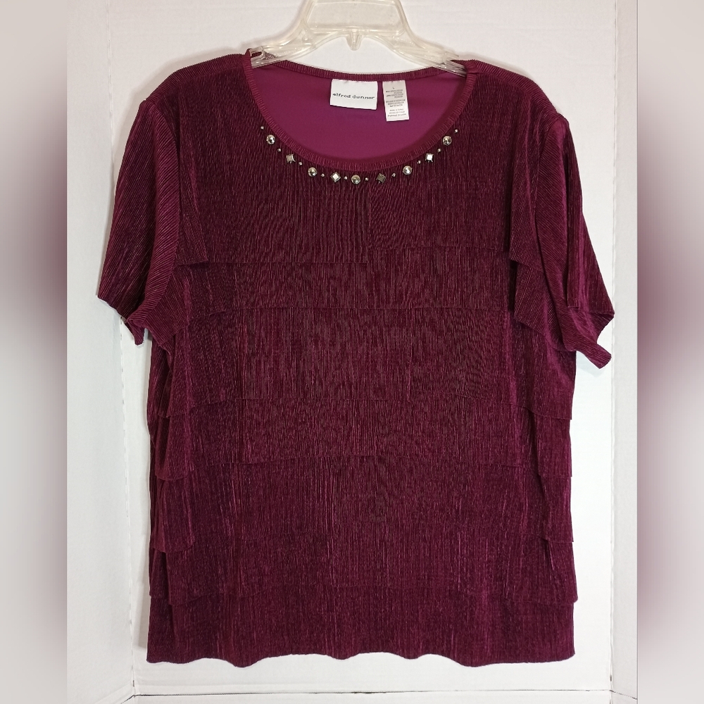 Alfred Dunner Women's Purple Top with Embellishments Size Large NWOT
